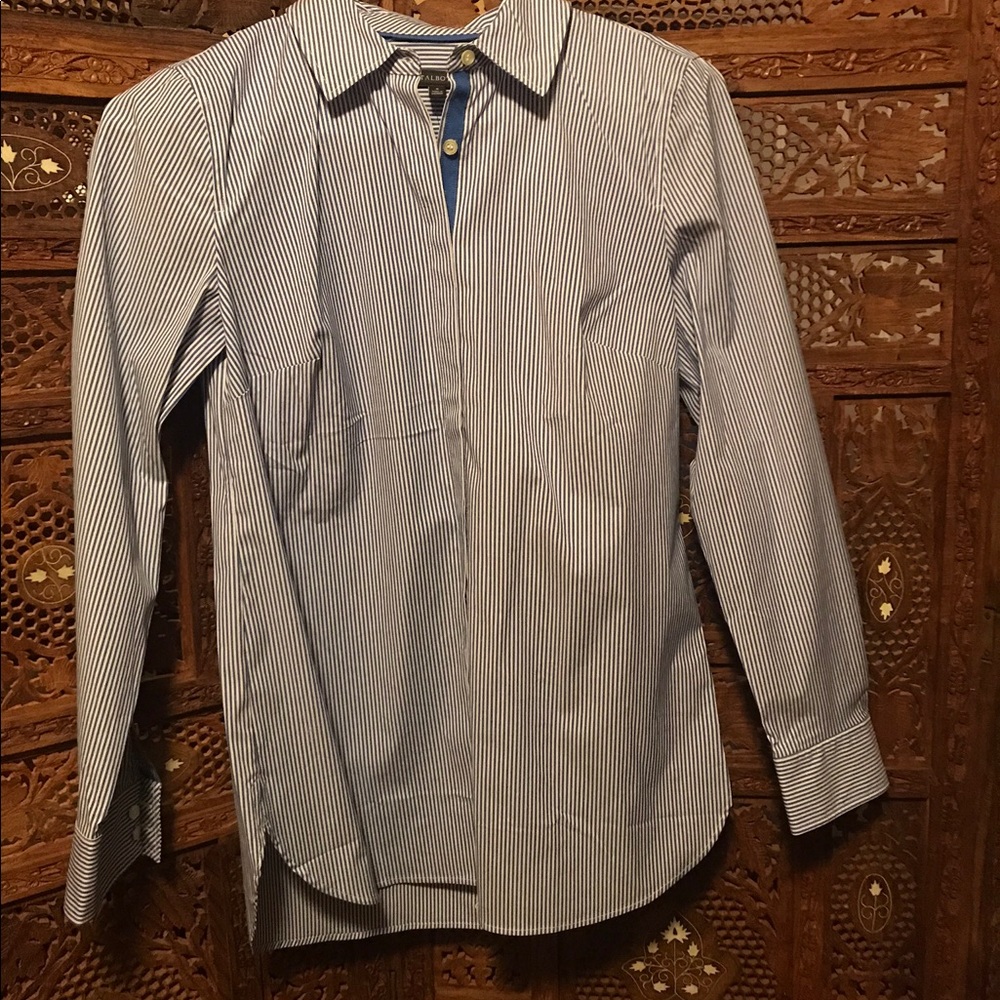 Blue striped button down shirt